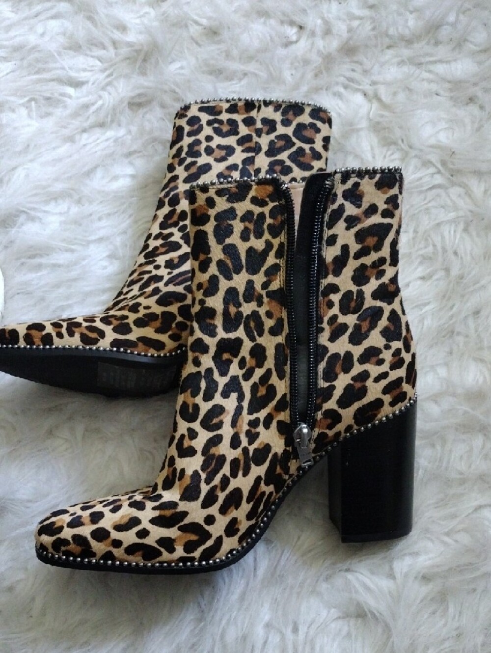 Coach Leopard Print Beadchain Ankle Bootie in Tan Black - Picture 2 of 4